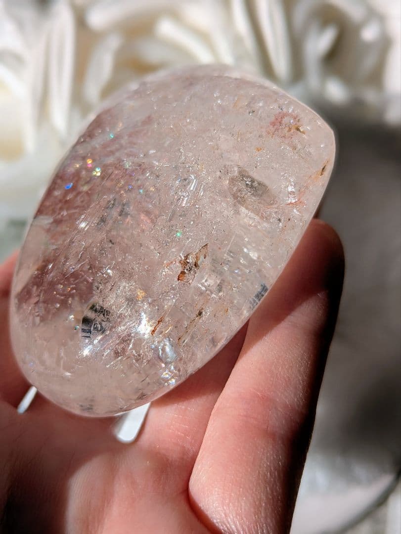 ☆ピンクアゼツライト（通称） ピンククリアクォーツ☆　 ハート　虹　天然石