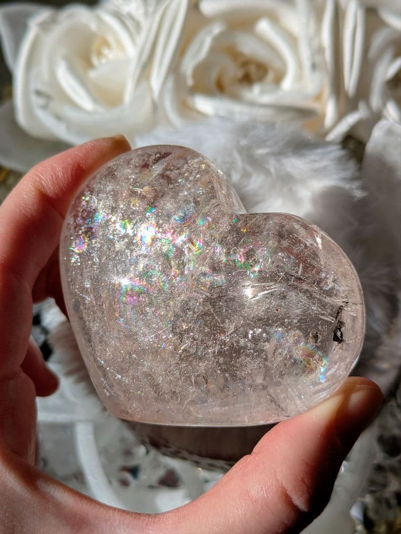 ☆ピンクアゼツライト（通称） ピンククリアクォーツ☆　 ハート　虹　天然石