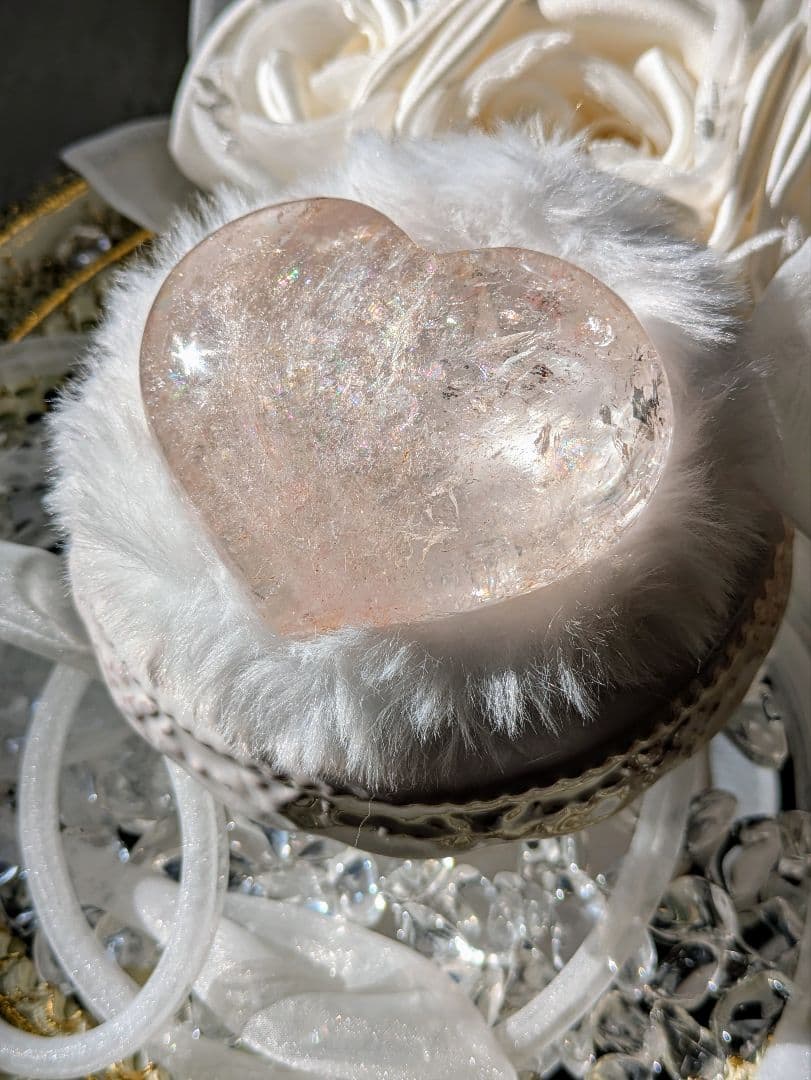 ☆ピンクアゼツライト（通称） ピンククリアクォーツ☆　 ハート　虹　天然石