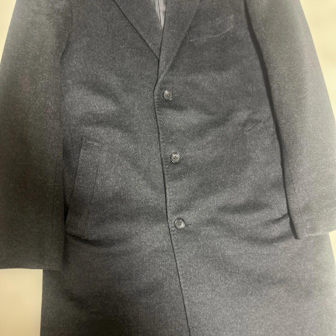 【未使用級】鎌倉シャツ × COLOMBO カシミヤ チェスターコート 黒 XL