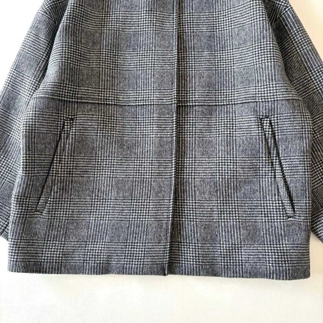 ■美品JOURNAL STANDARDビーバーノーカラーショートコートチェック