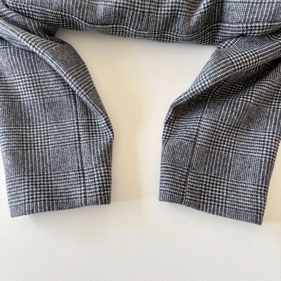 ■美品JOURNAL STANDARDビーバーノーカラーショートコートチェック