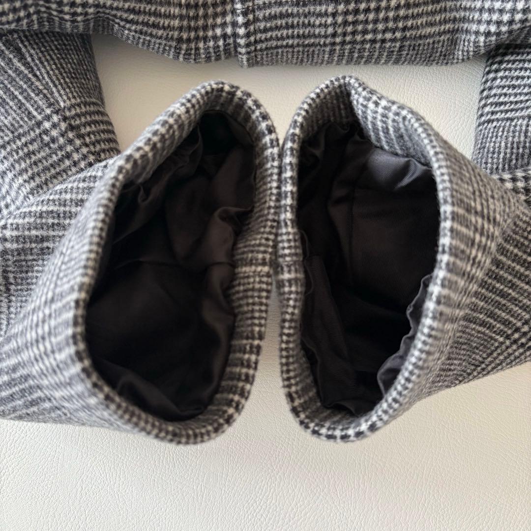 ■美品JOURNAL STANDARDビーバーノーカラーショートコートチェック