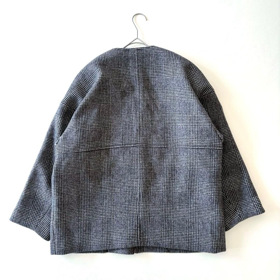 ■美品JOURNAL STANDARDビーバーノーカラーショートコートチェック