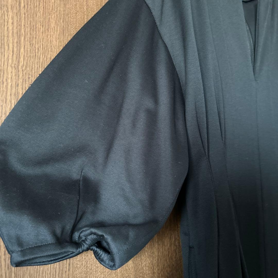 ヴェルメイユパーイエナ　IENA ウエストシェイプパフスリーブワンピース 38黒