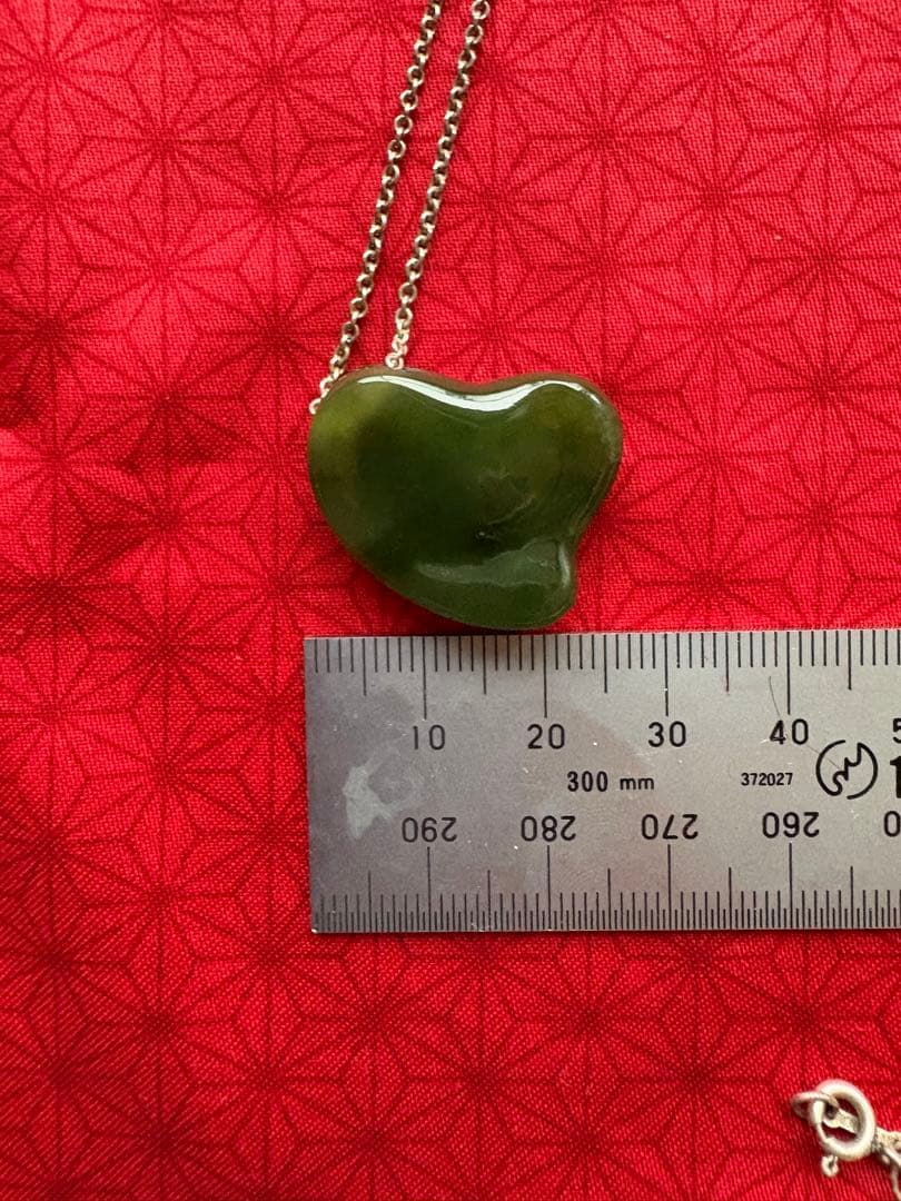 希少ティファニー翡翠 ハート型 シルバーネックレス