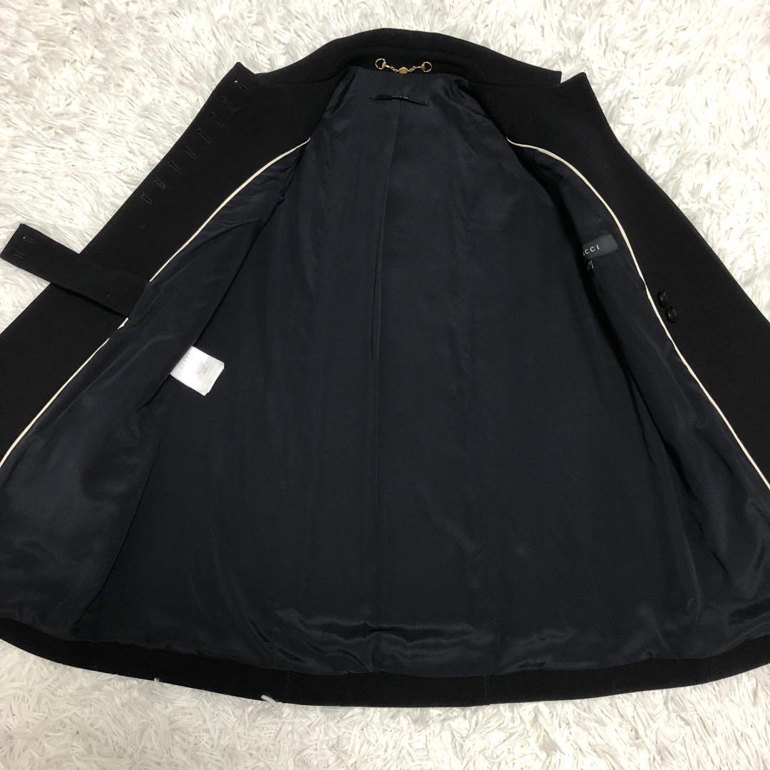 美品　GUCCI ウールコート　金ボタン　ブラック　裏地シルク100%