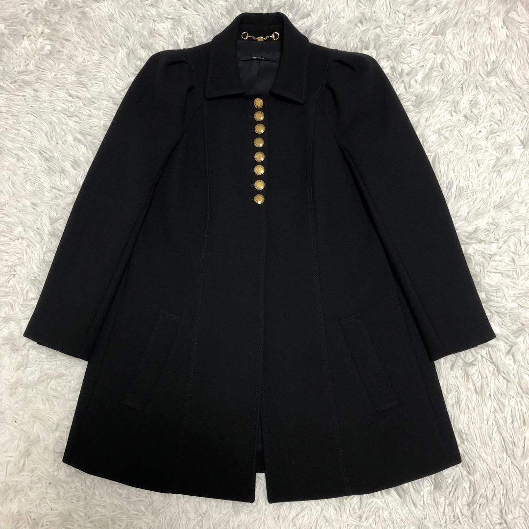 美品　GUCCI ウールコート　金ボタン　ブラック　裏地シルク100%