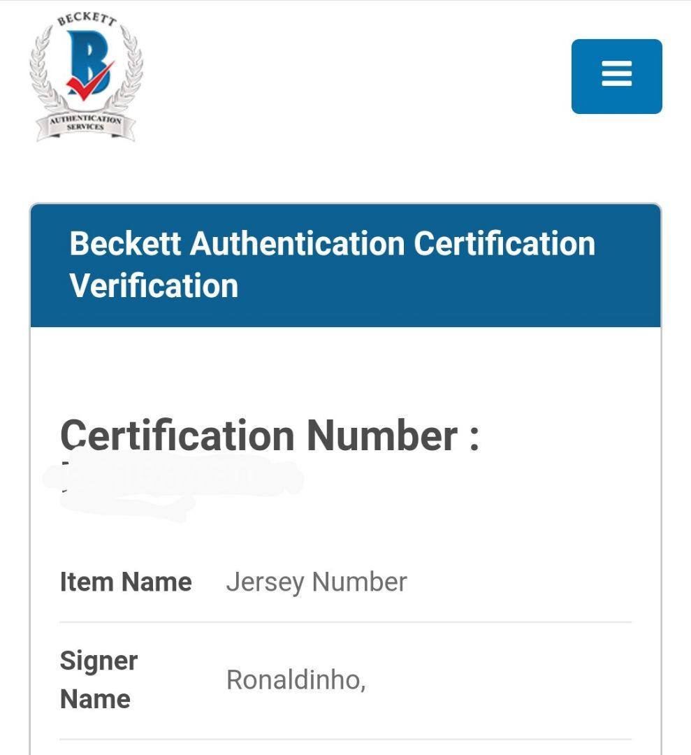 【正規品】ロナウジーニョ／直筆サイン／FCバルセロナ／ジャージ、ユニフォーム