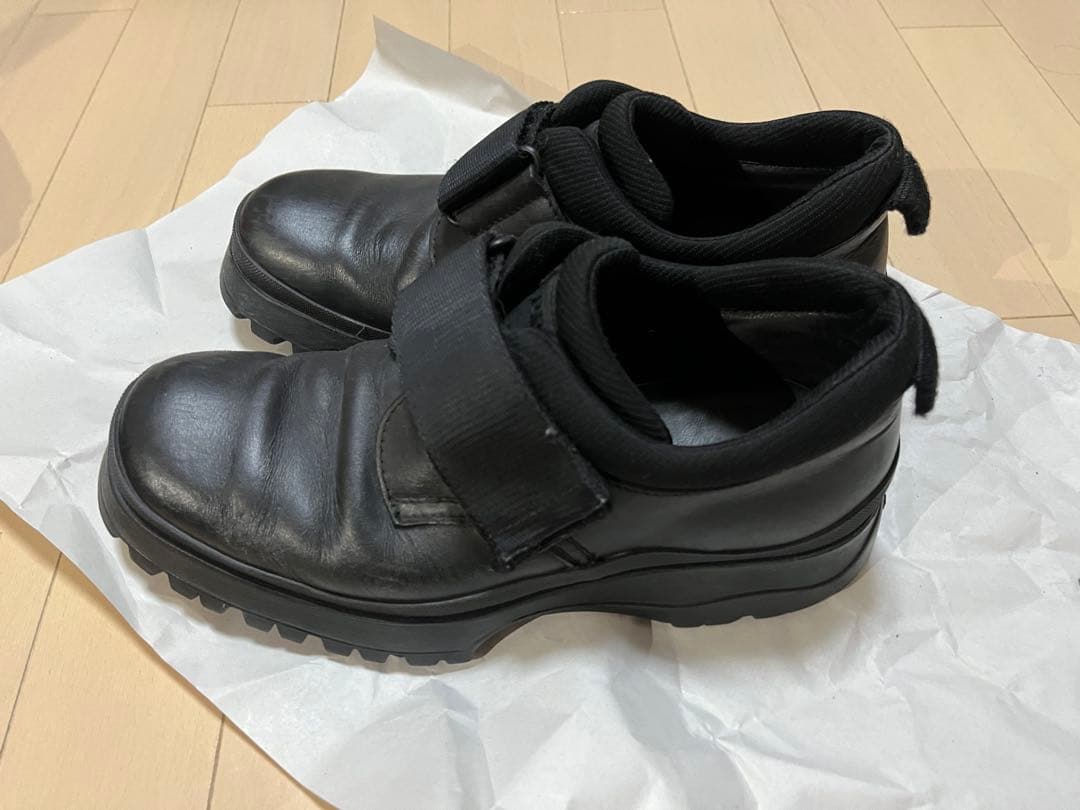 プラダ PRADA スニーカー ベルクロ レザー Vibram 黒 6.5