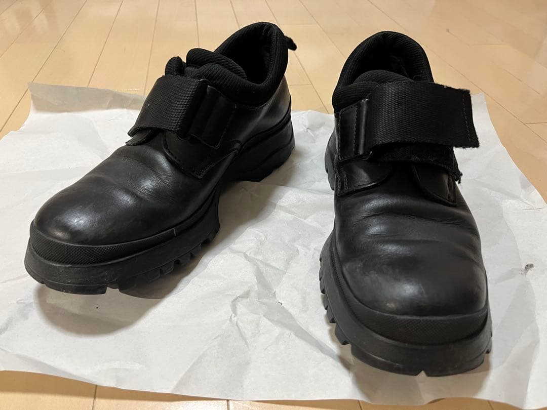 プラダ PRADA スニーカー ベルクロ レザー Vibram 黒 6.5