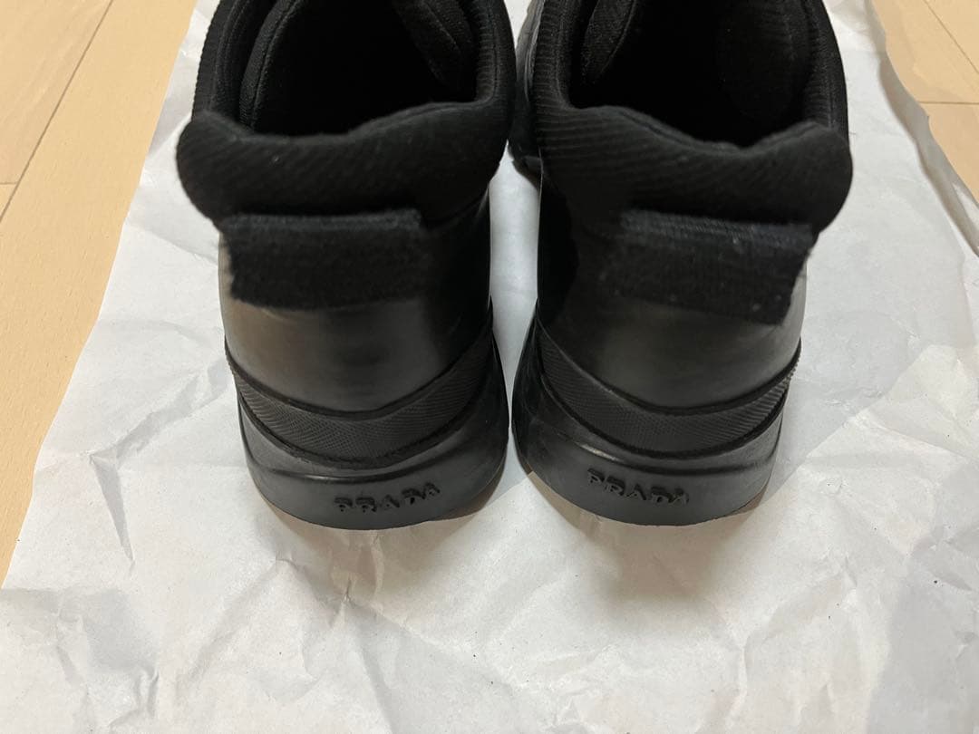 プラダ PRADA スニーカー ベルクロ レザー Vibram 黒 6.5