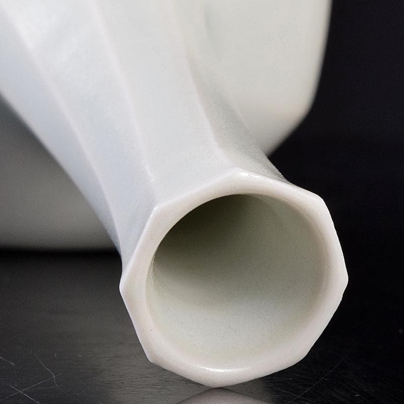 京焼　竹中浩作　白磁　面取瓶　共箱　C　R8758