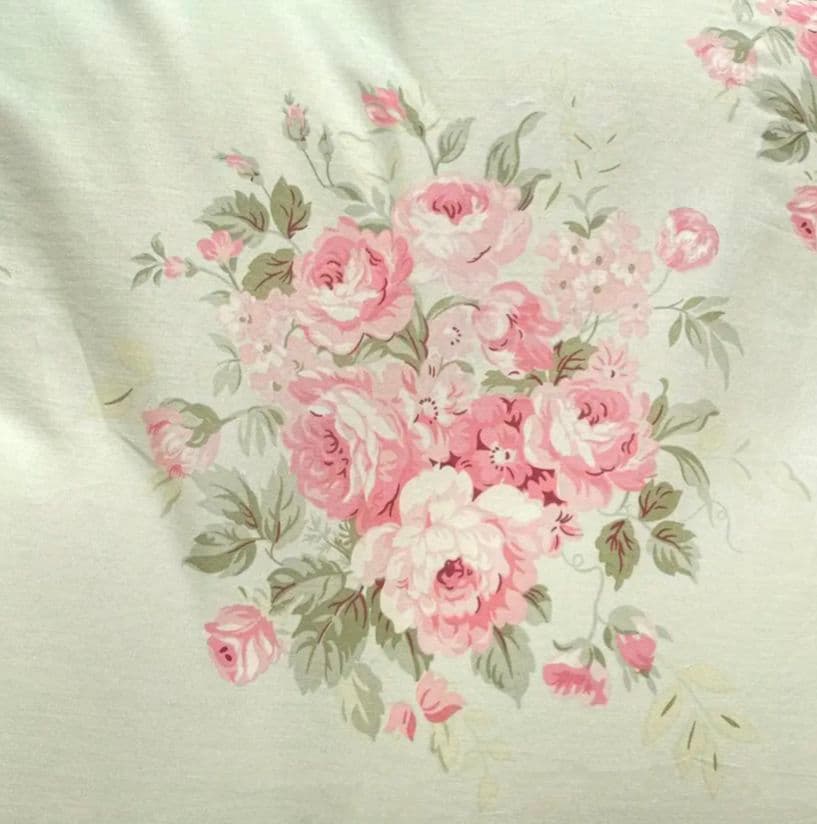 蕾新品★ミント＆ピンク薔薇小花綿100%シングル掛け布団カバー1枚枕カバー2枚