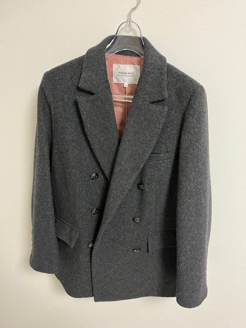 Arpege Story ジャケットコート　グレー裏地ピンク　Mサイズ