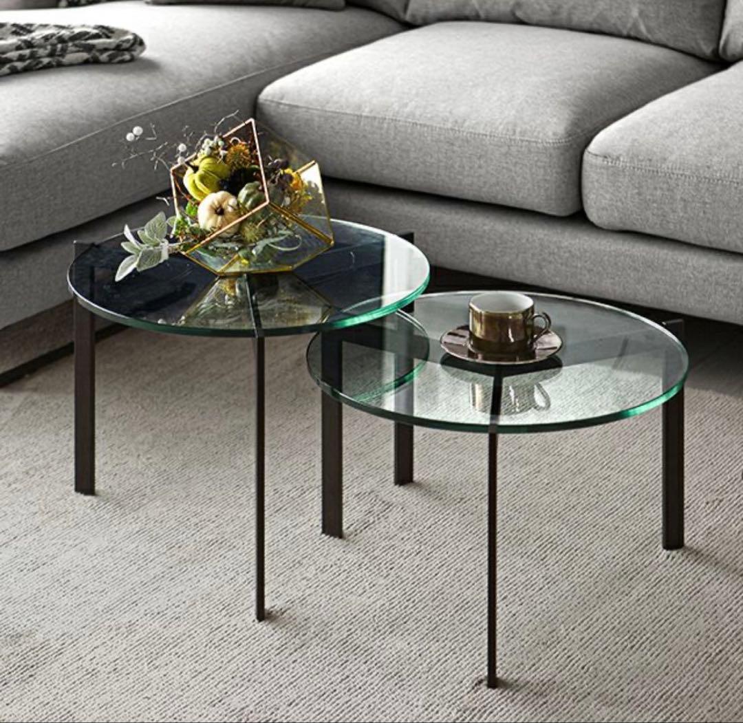 【美品】アルモニア ガラスセンターテーブル セパレートタイプ コーヒーテーブル