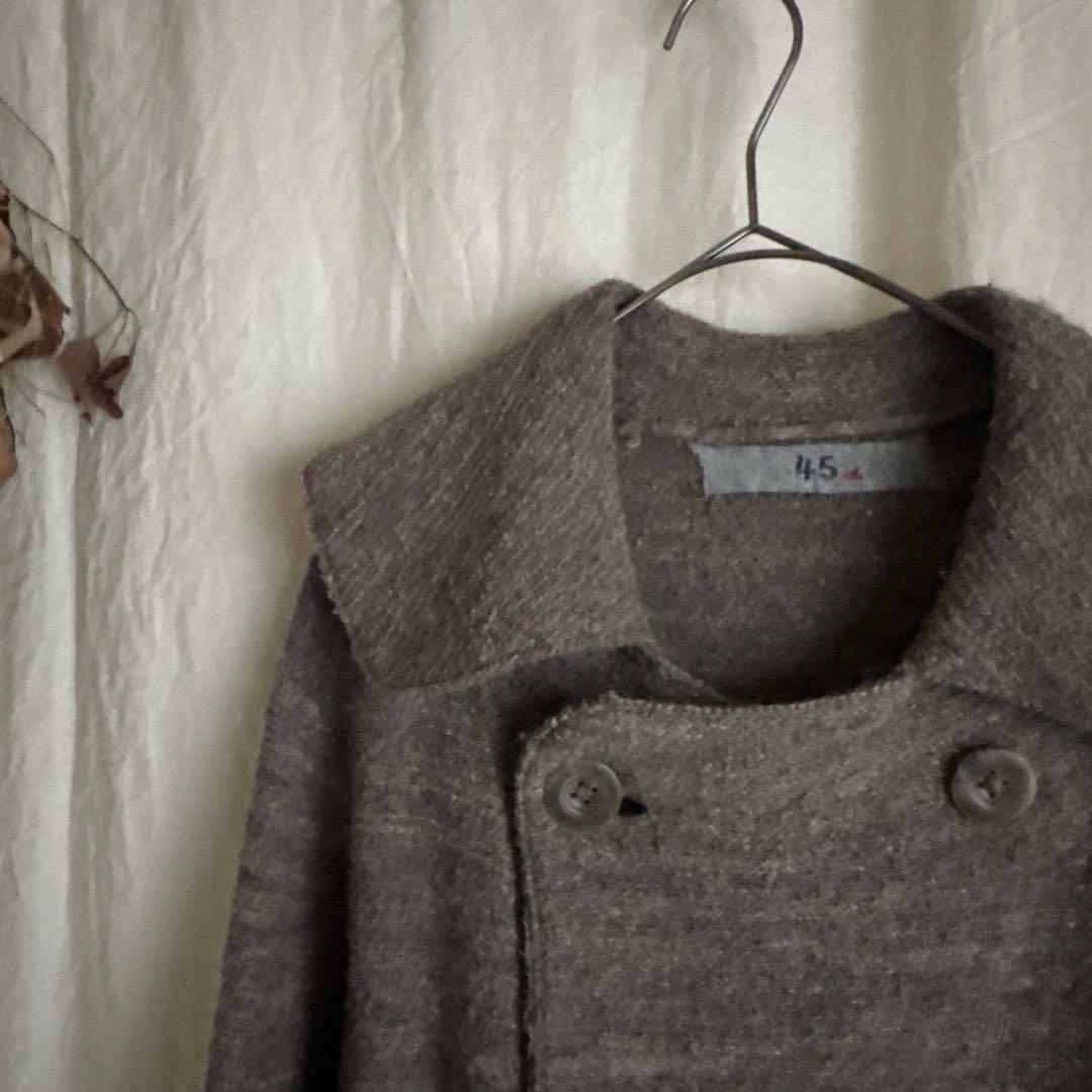レア 45R アルパカウール ダブルボタン ロングコート SIZE3