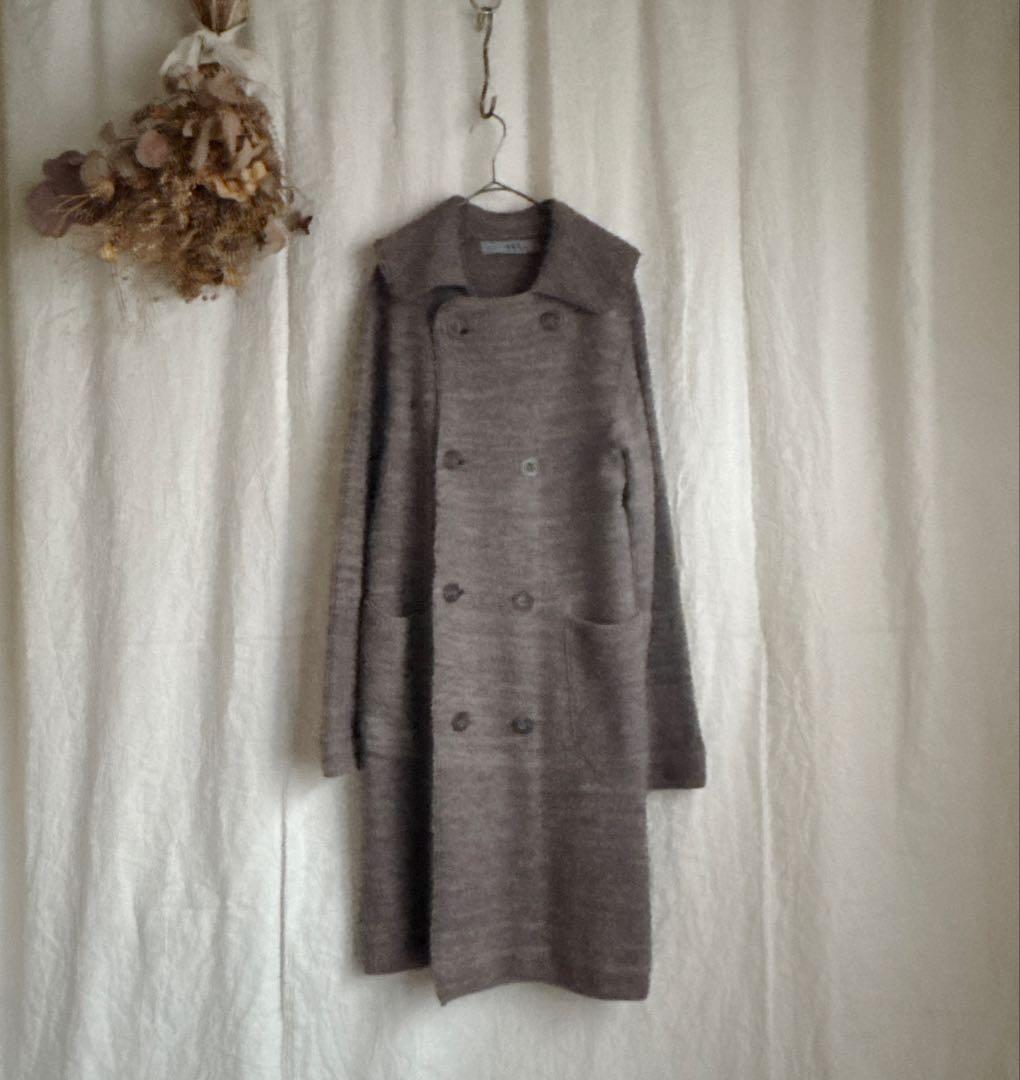 レア 45R アルパカウール ダブルボタン ロングコート SIZE3