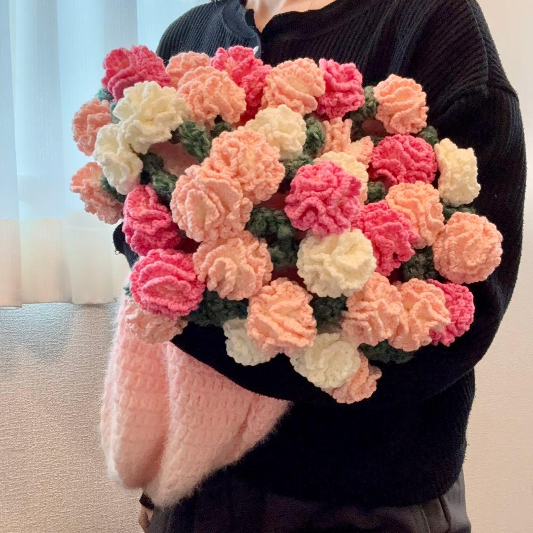 カーネーションの花束ブランケット ブーケブランケット ピンクグラデーション