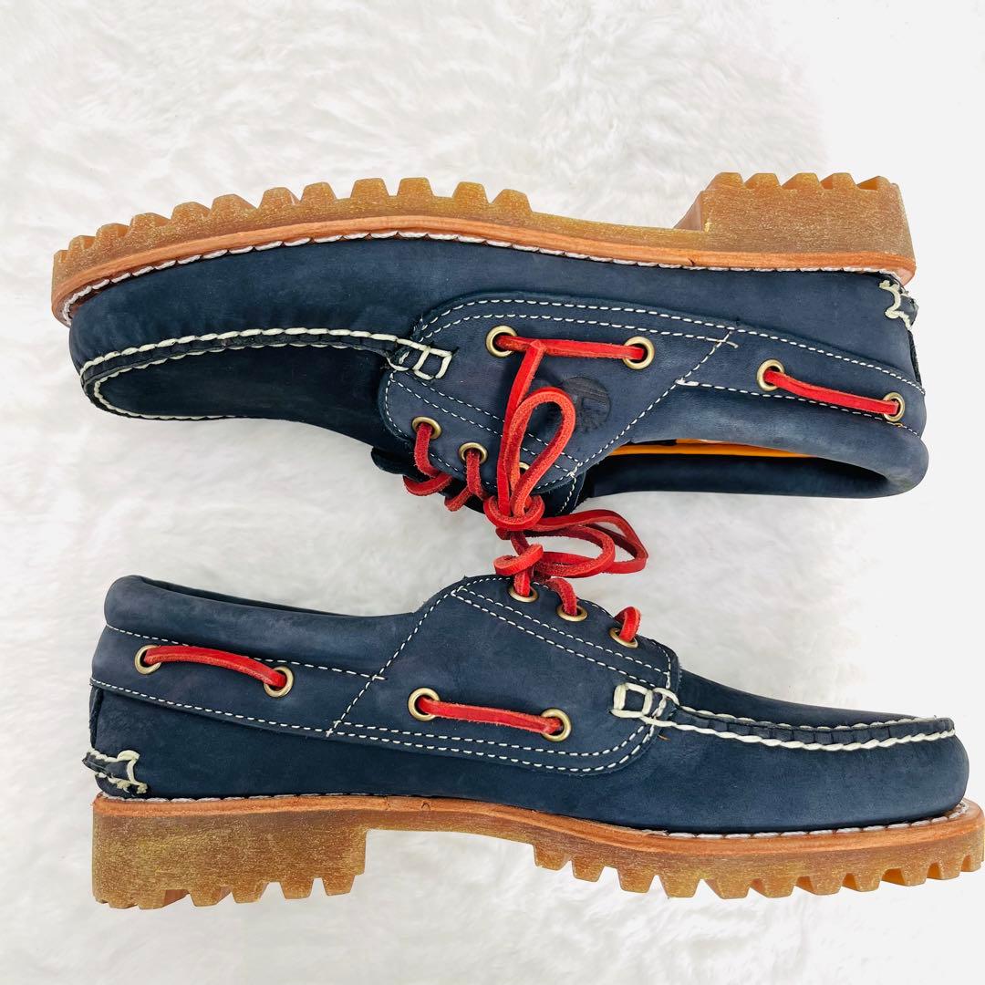 【美品】Timberland ヌバック デッキシューズ【8】ネイビー