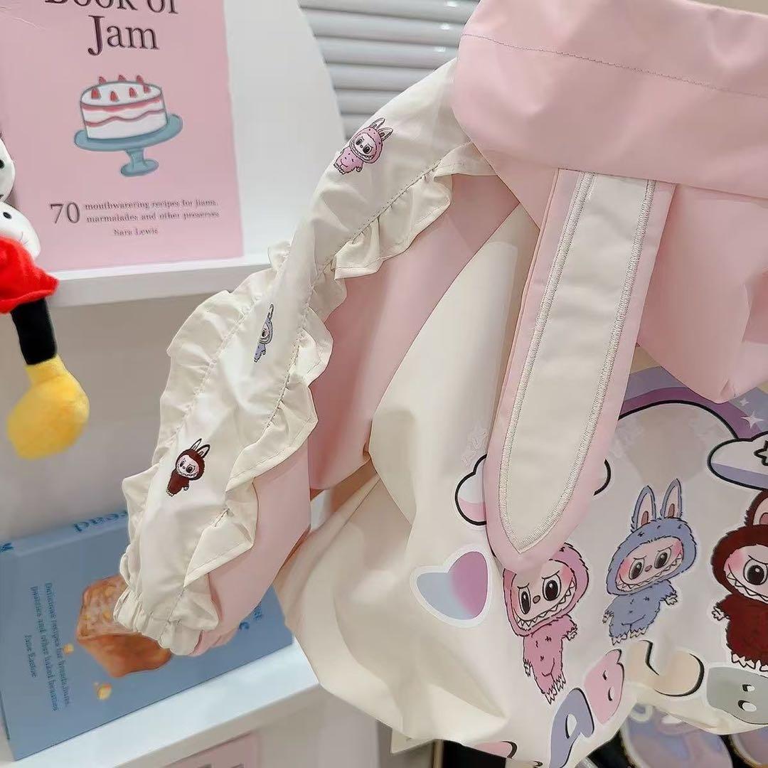 ラブブの冬用中綿ジャンパー、ウサギ耳フード付き　120サイズ