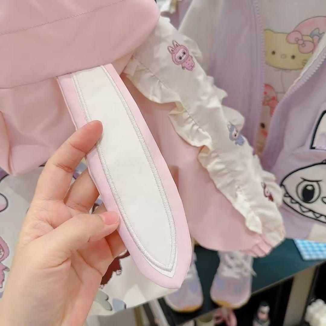 ラブブの冬用中綿ジャンパー、ウサギ耳フード付き　120サイズ