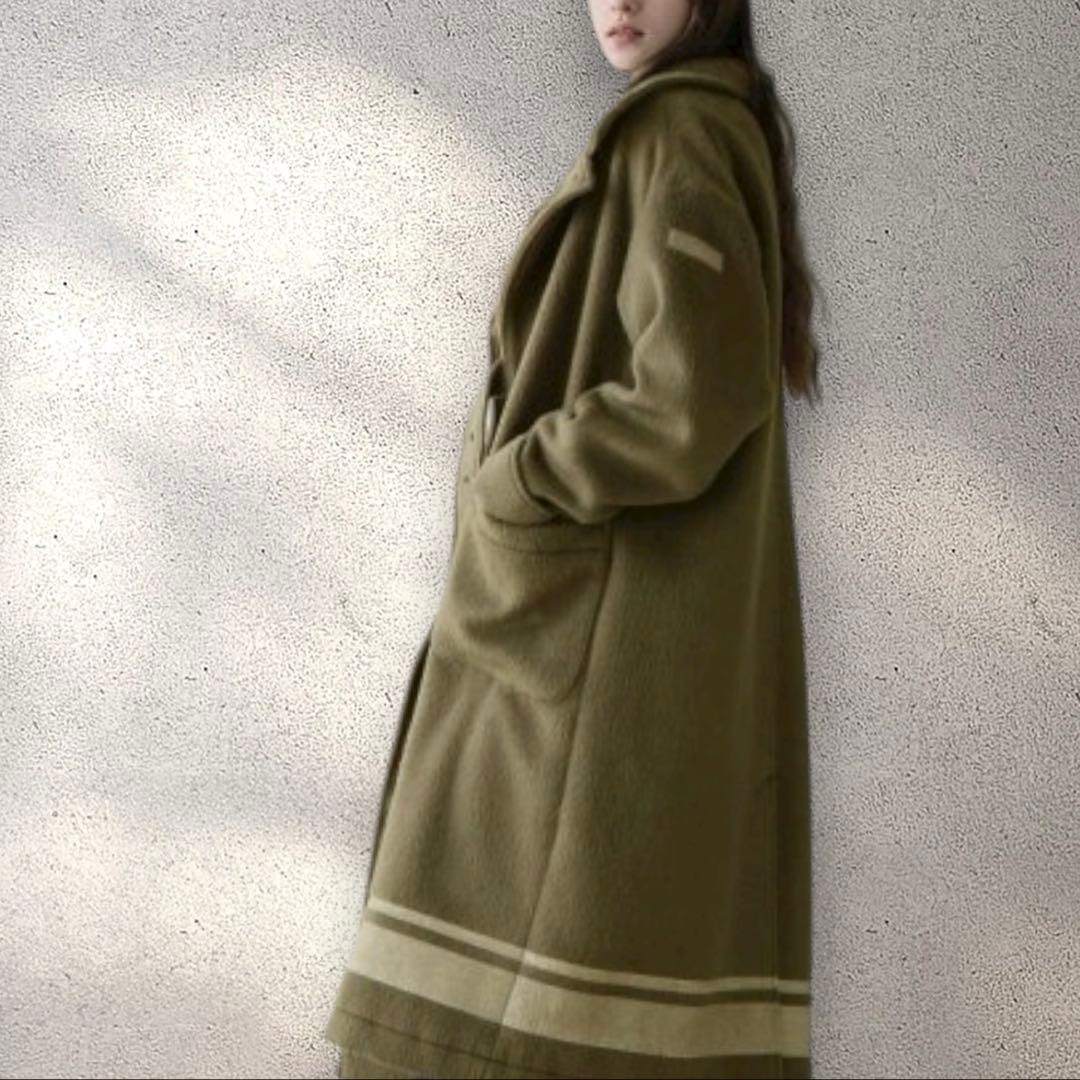 【美品］AVIREX　アヴィレックス　スライバーニット ロングコート　ミリタリー