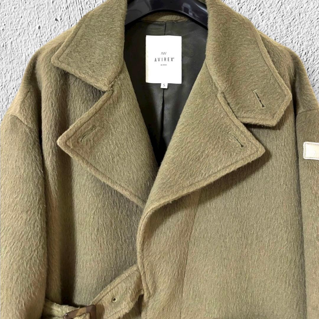【美品］AVIREX　アヴィレックス　スライバーニット ロングコート　ミリタリー