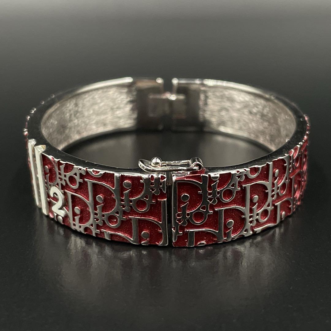 希少　オールド　ディオール　トロッター　ロゴ　ボルドー　ブレスレット　バングル