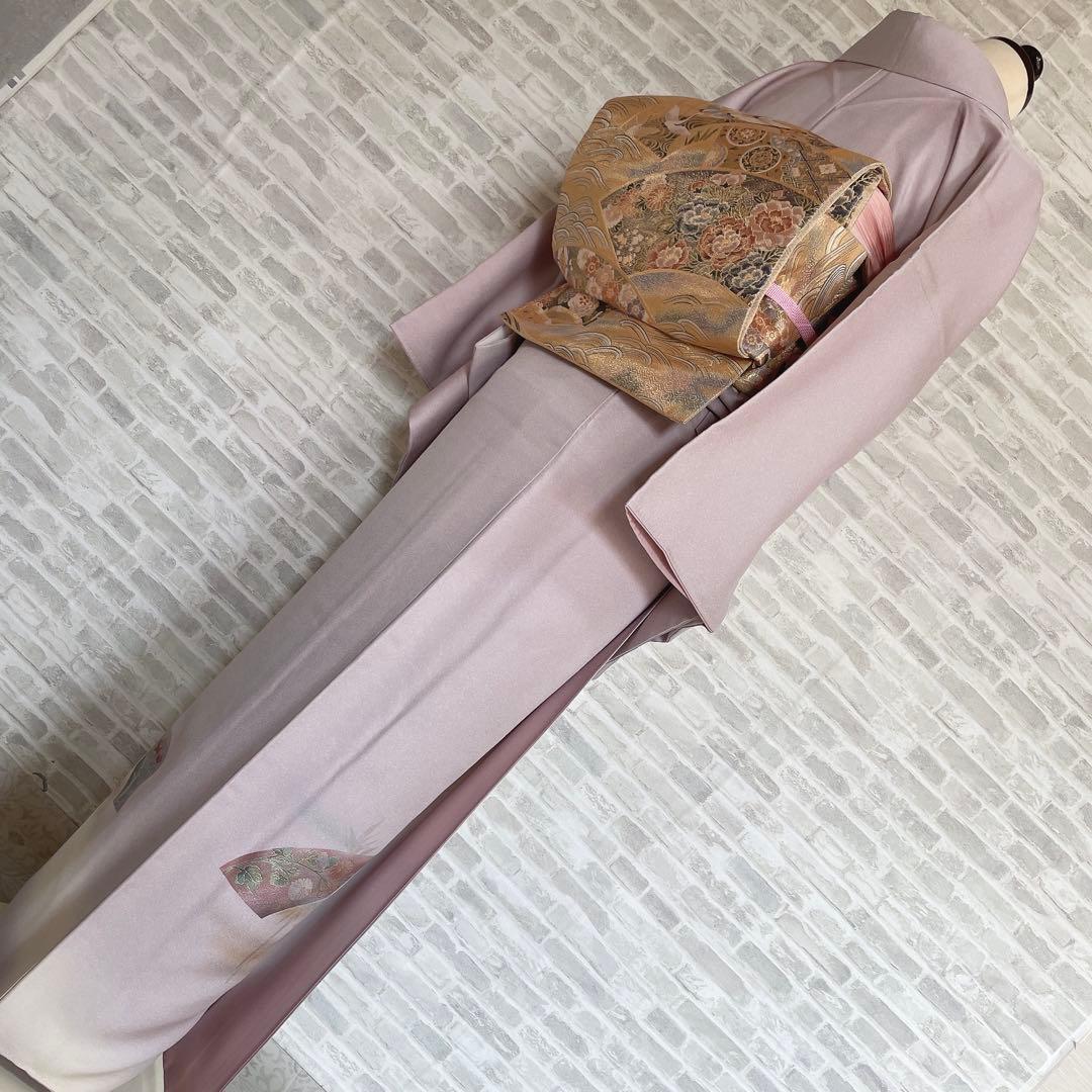 訪問着　フルセット　扇子　螺鈿加工　花々　金彩加工　入学式　卒業式　着物　Q5