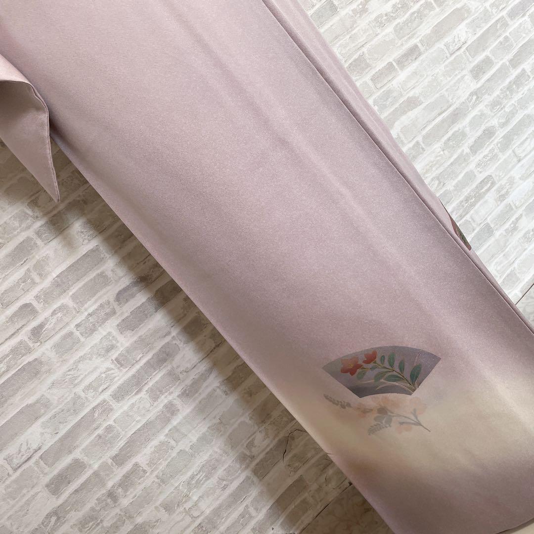 訪問着　フルセット　扇子　螺鈿加工　花々　金彩加工　入学式　卒業式　着物　Q5