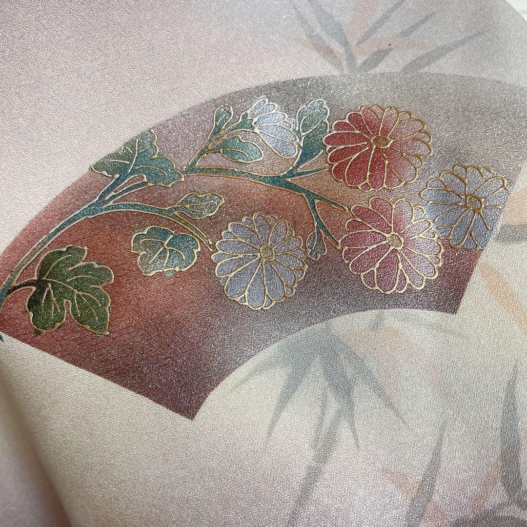 訪問着　フルセット　扇子　螺鈿加工　花々　金彩加工　入学式　卒業式　着物　Q5