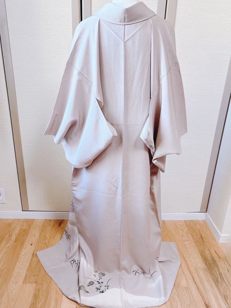 正絹　付け下げ　フルセット　裄65 卒業式　入学式　お宮参　袋帯 S グレー　白