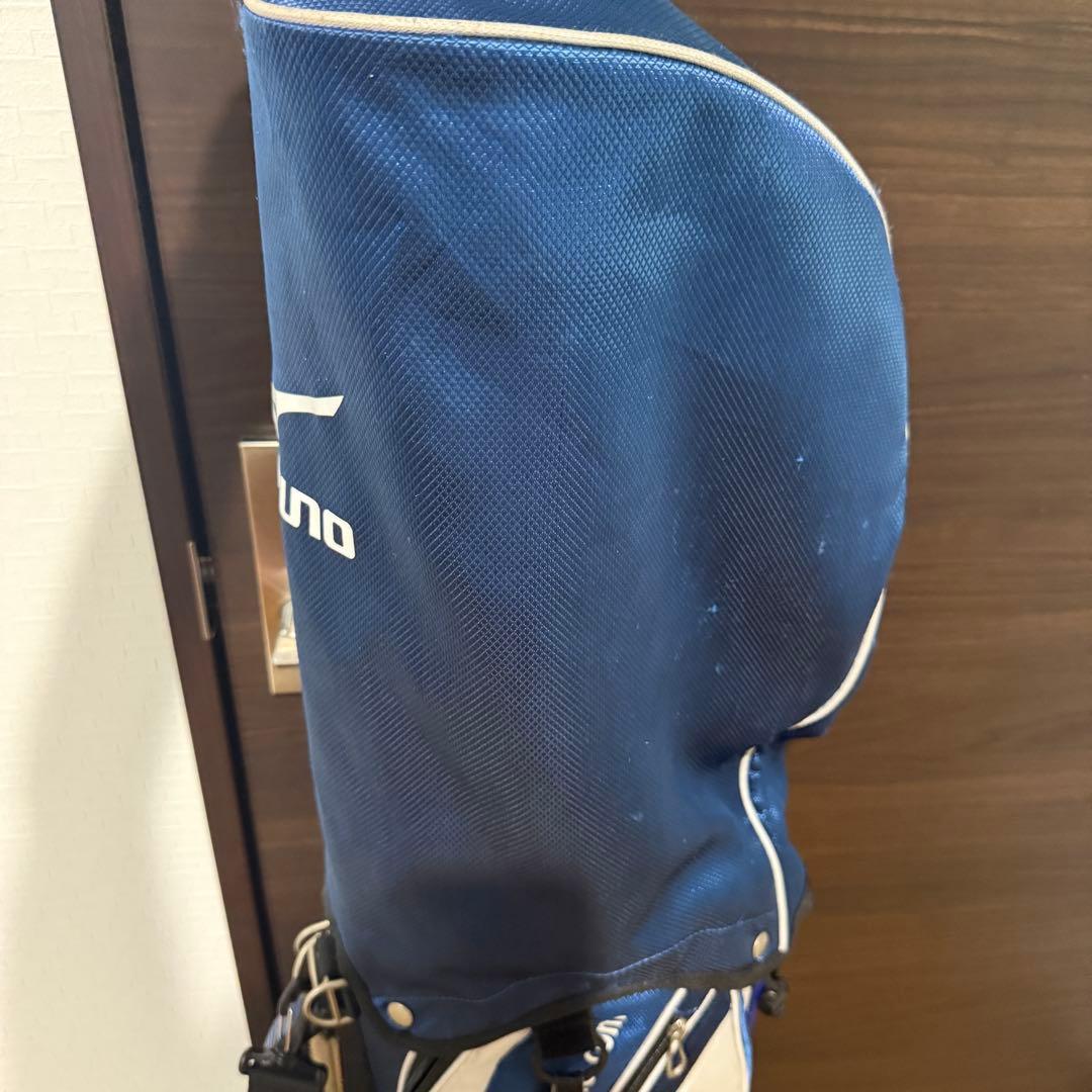 Mizuno スタンド式 キャディバッグ ゴルフバッグ 青/白