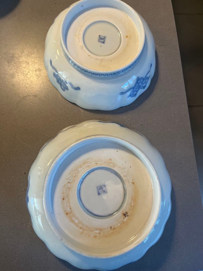 美品　骨董　色絵　金彩　麒麟　なます皿　大小2客セット