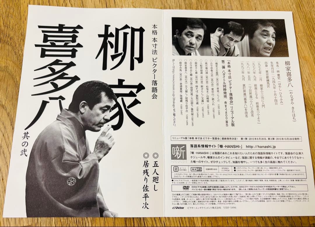 【柳家喜多八 中古DVD】本格 本寸法 ビクター落語会　五人廻し　居残り佐平次