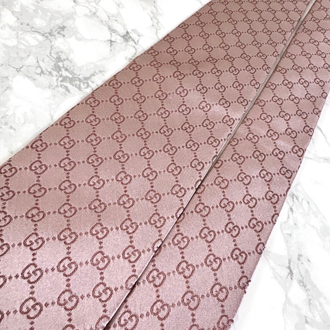 ✨未使用タグ付き✨GUCCI 現行　GG柄　シェリーライン　桃色ピンク　ネクタイ