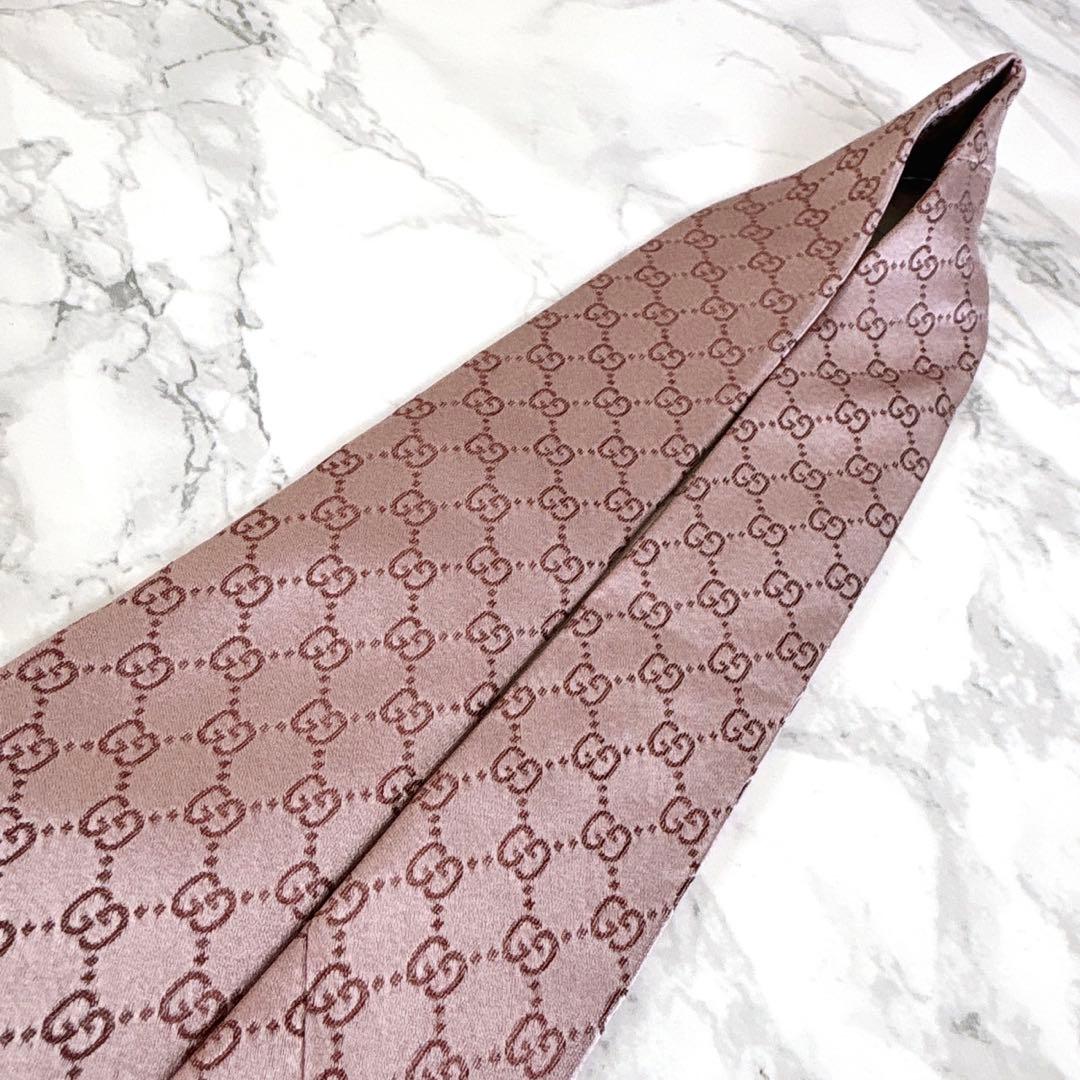 ✨未使用タグ付き✨GUCCI 現行　GG柄　シェリーライン　桃色ピンク　ネクタイ