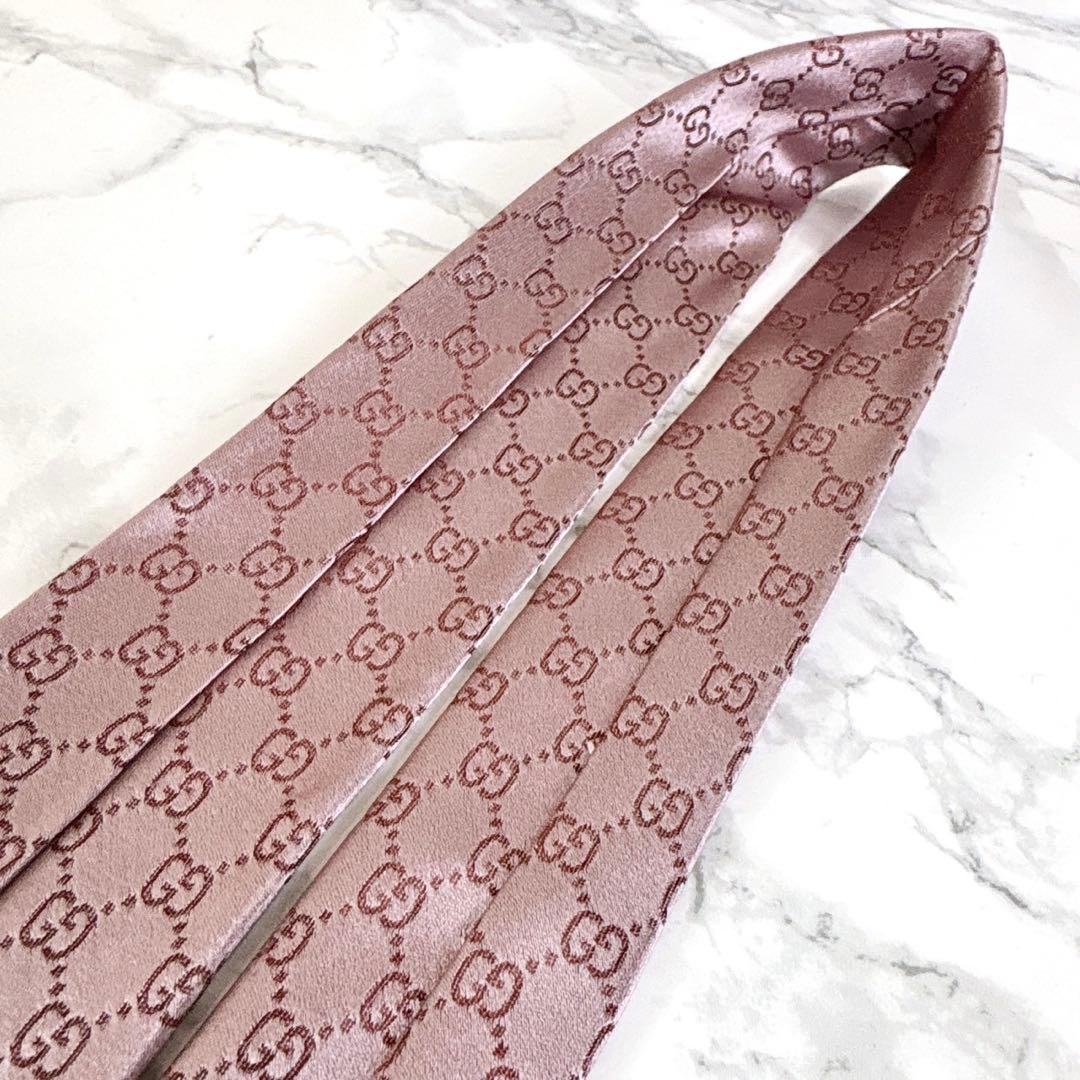 ✨未使用タグ付き✨GUCCI 現行　GG柄　シェリーライン　桃色ピンク　ネクタイ