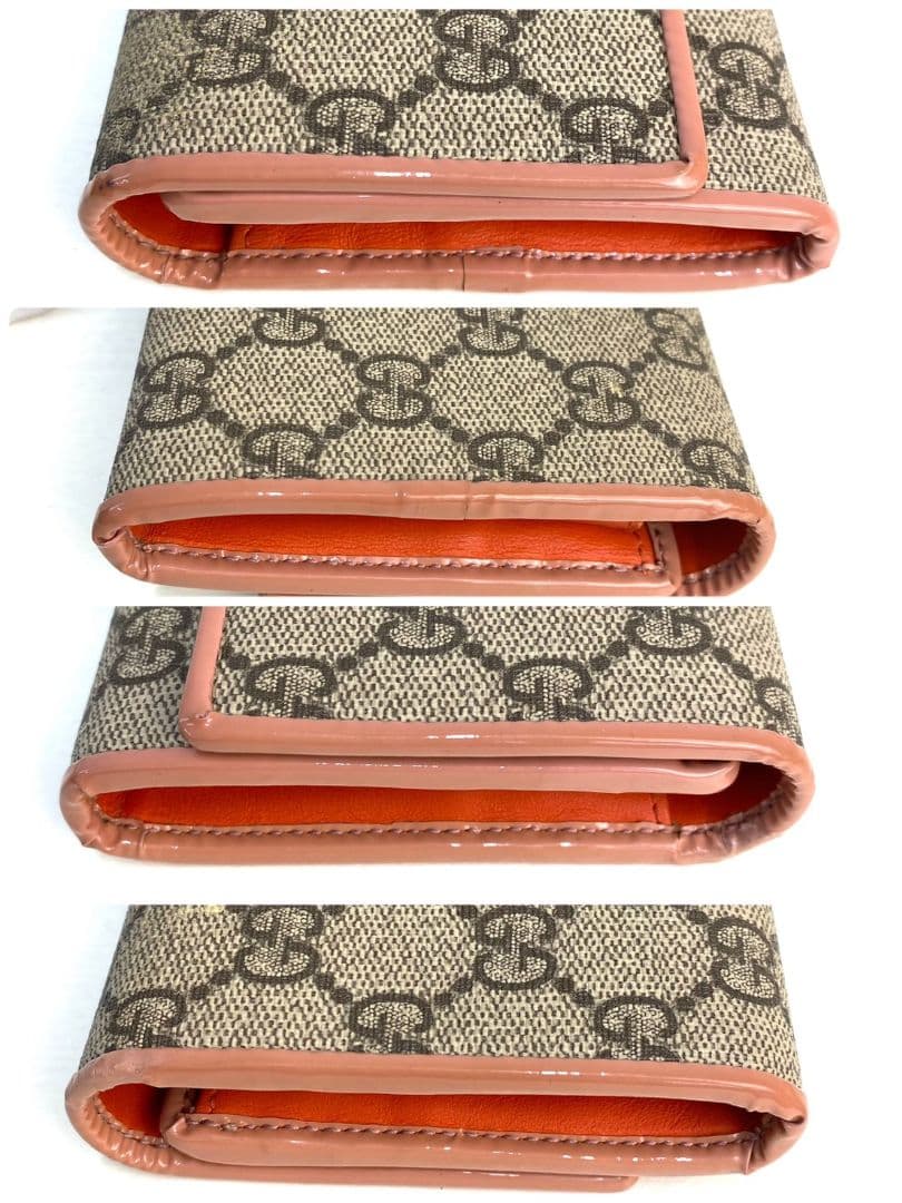 【美品】GUCCI GGスプリーム 長財布 リボン ゴールド金具 エナメル