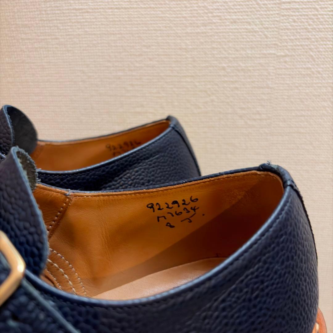 【福井CLARK別注】トリッカーズ ダブルモンク UK8 ネイビー シボ革