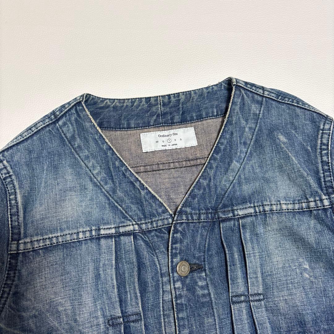 Ordinary fits ノーカラー デニムジャケット