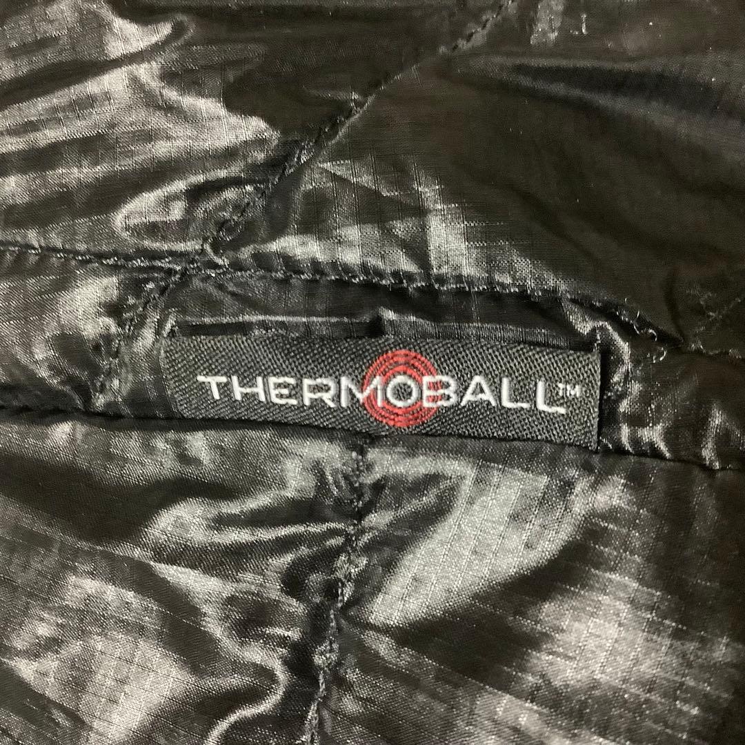美品 ノースフェイス 中綿ベスト THERMOBALL 刺繍ロゴ ブラック 黒L