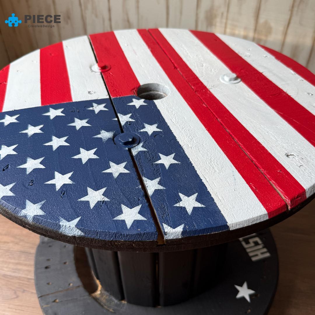 ケーブルドラム 電線ドラム テーブル アメリカン インテリア ガレージ 星条旗②