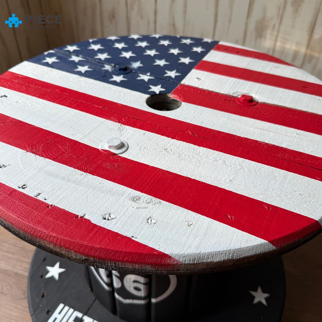 ケーブルドラム 電線ドラム テーブル アメリカン インテリア ガレージ 星条旗②