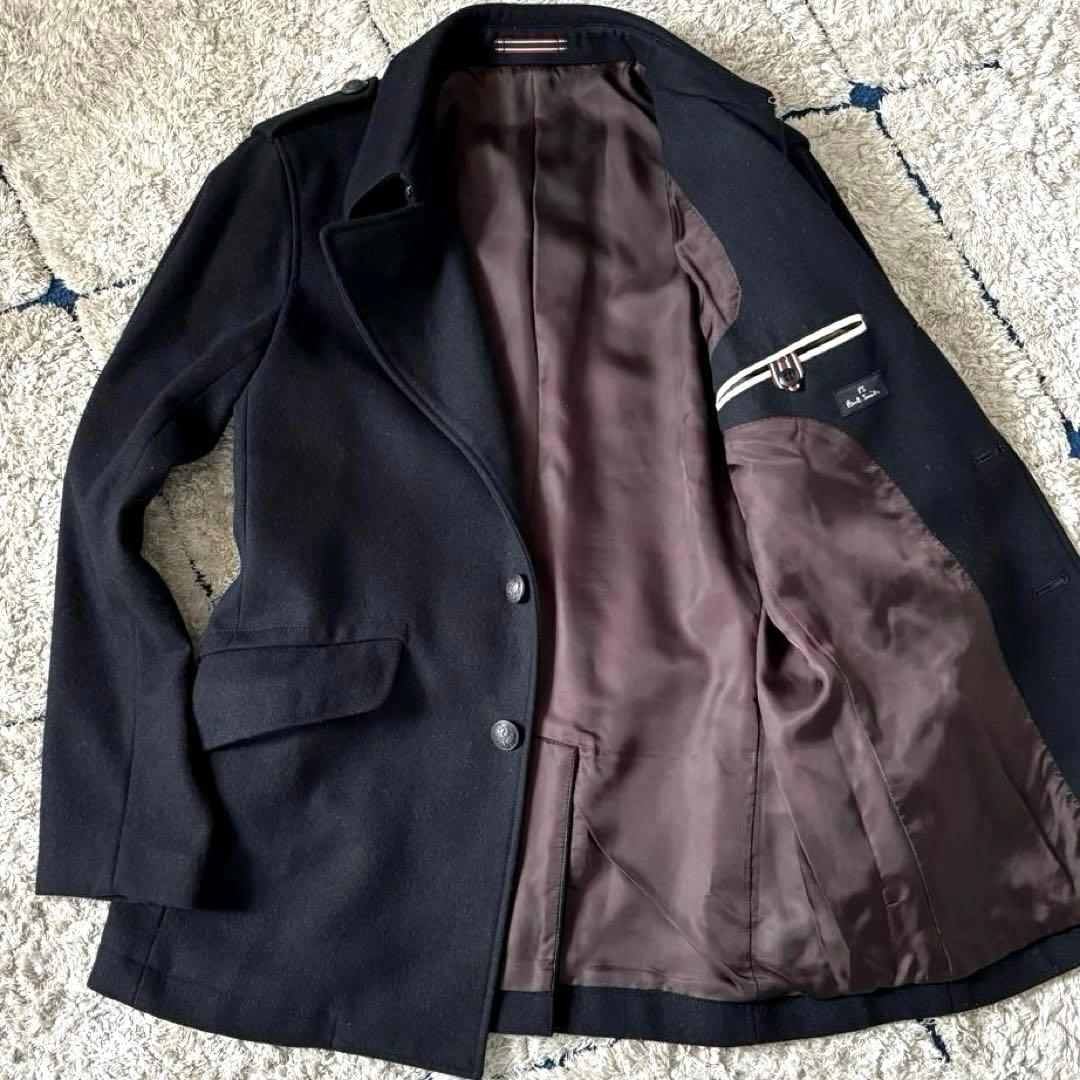 【美品✨】ポールスミス　カシミヤ　ウール　コート　ジャケット　メタル釦　ブラック