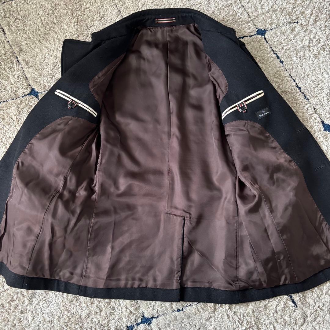 【美品✨】ポールスミス　カシミヤ　ウール　コート　ジャケット　メタル釦　ブラック