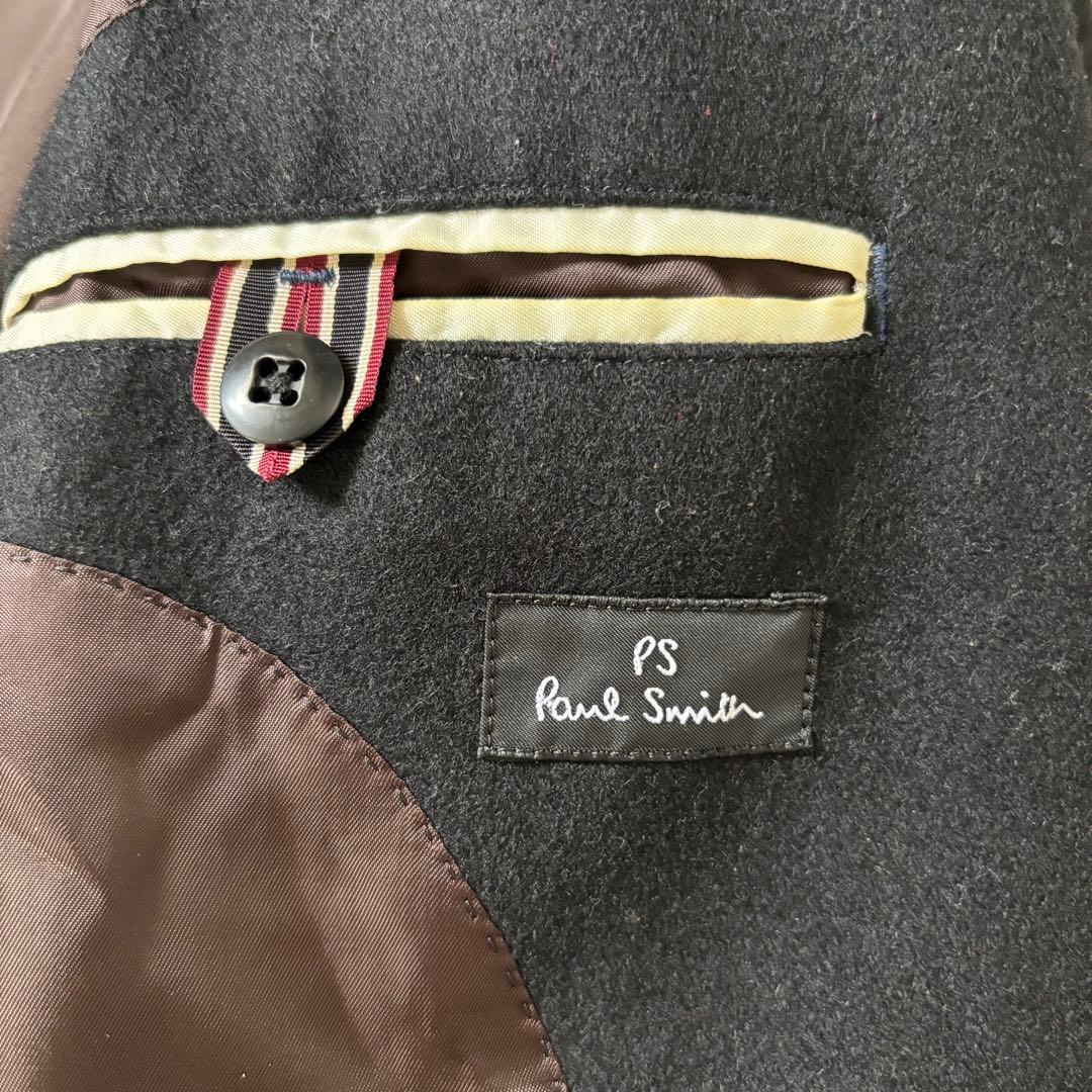 【美品✨】ポールスミス　カシミヤ　ウール　コート　ジャケット　メタル釦　ブラック