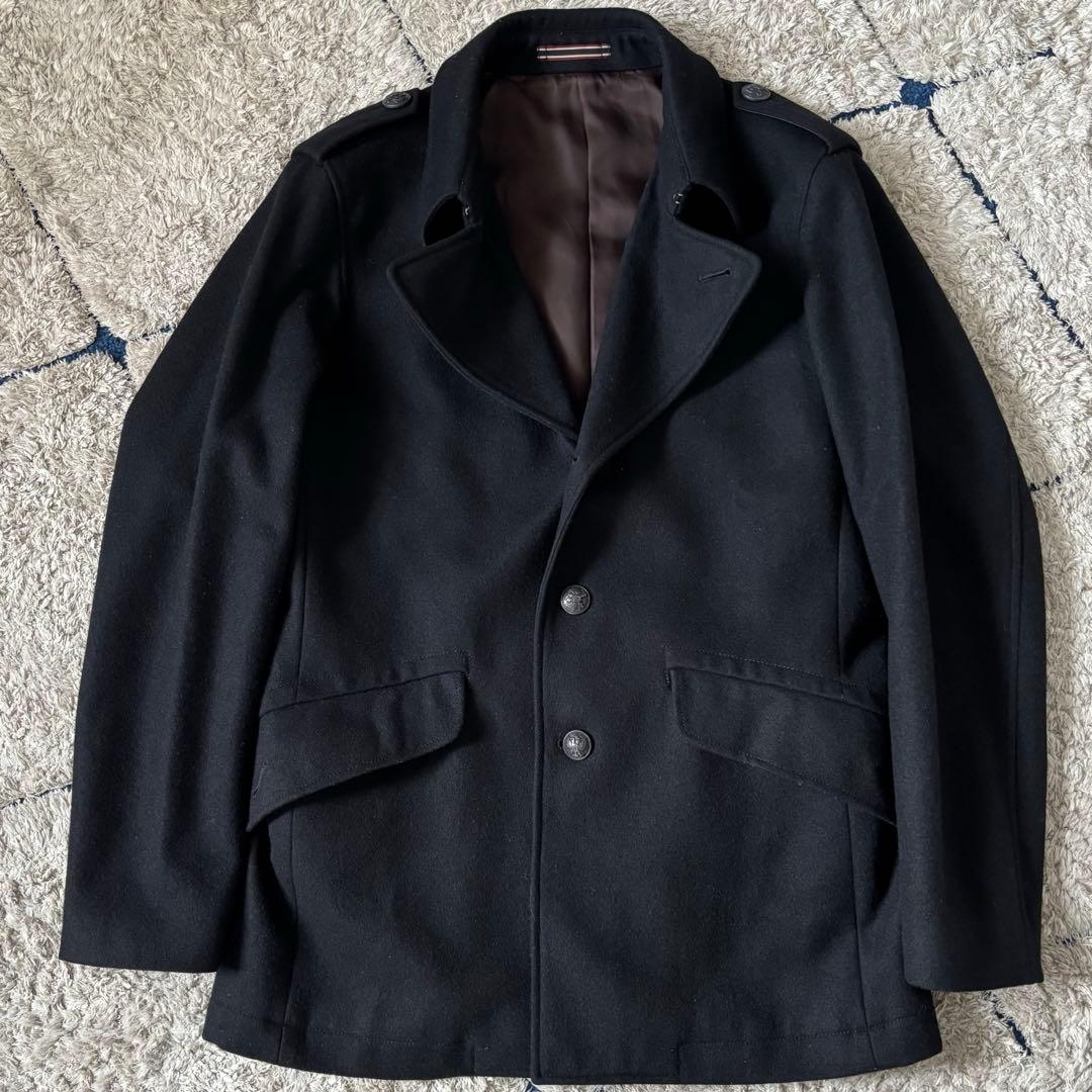 【美品✨】ポールスミス　カシミヤ　ウール　コート　ジャケット　メタル釦　ブラック