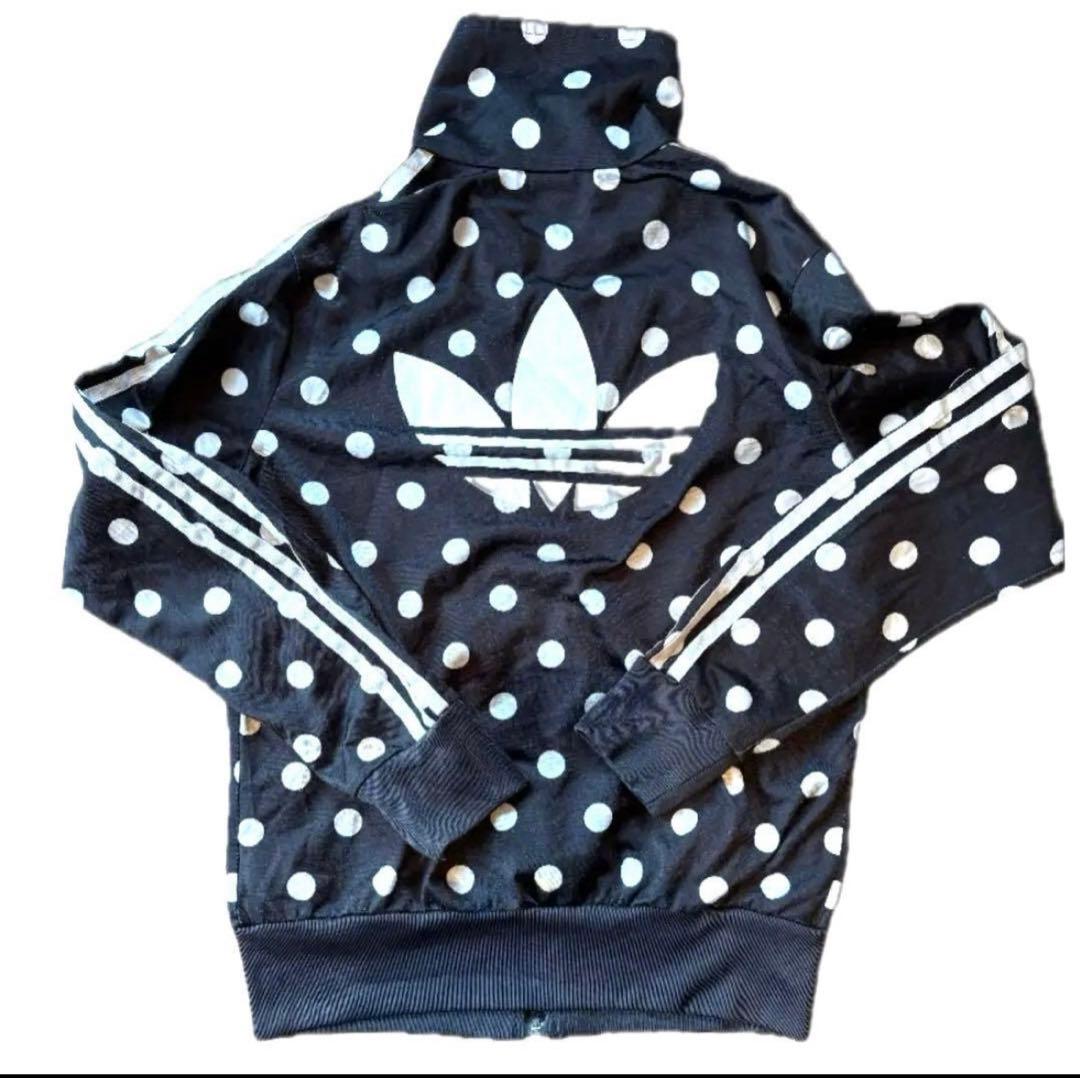 【adidas】ドット柄 ブラック ジップアップジャージ